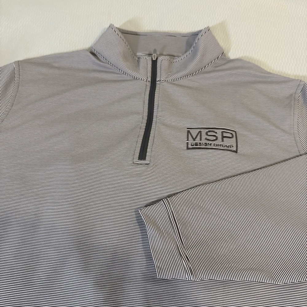 Peter Millar MPS Design Perth Stripe Performance Quarter-Zip Gray White Mens XL - Picture 9 of 9